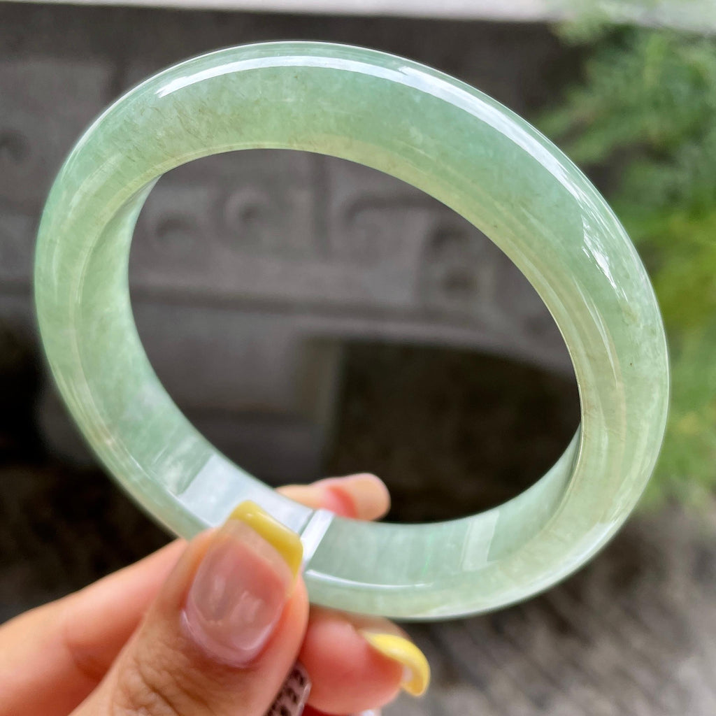 细糯种湖水绿正圈平安镯57.5圈        天然缅甸A货翡翠（yc389225）