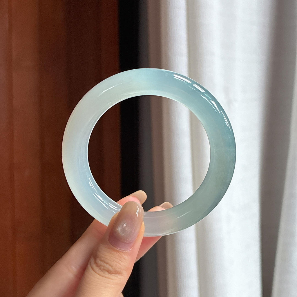 冰种蓝晴圆条手镯 53圈 天然缅甸A货翡翠（yc454459）