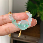 金包银镶冰种飘绿平安扣手链（yc220702）