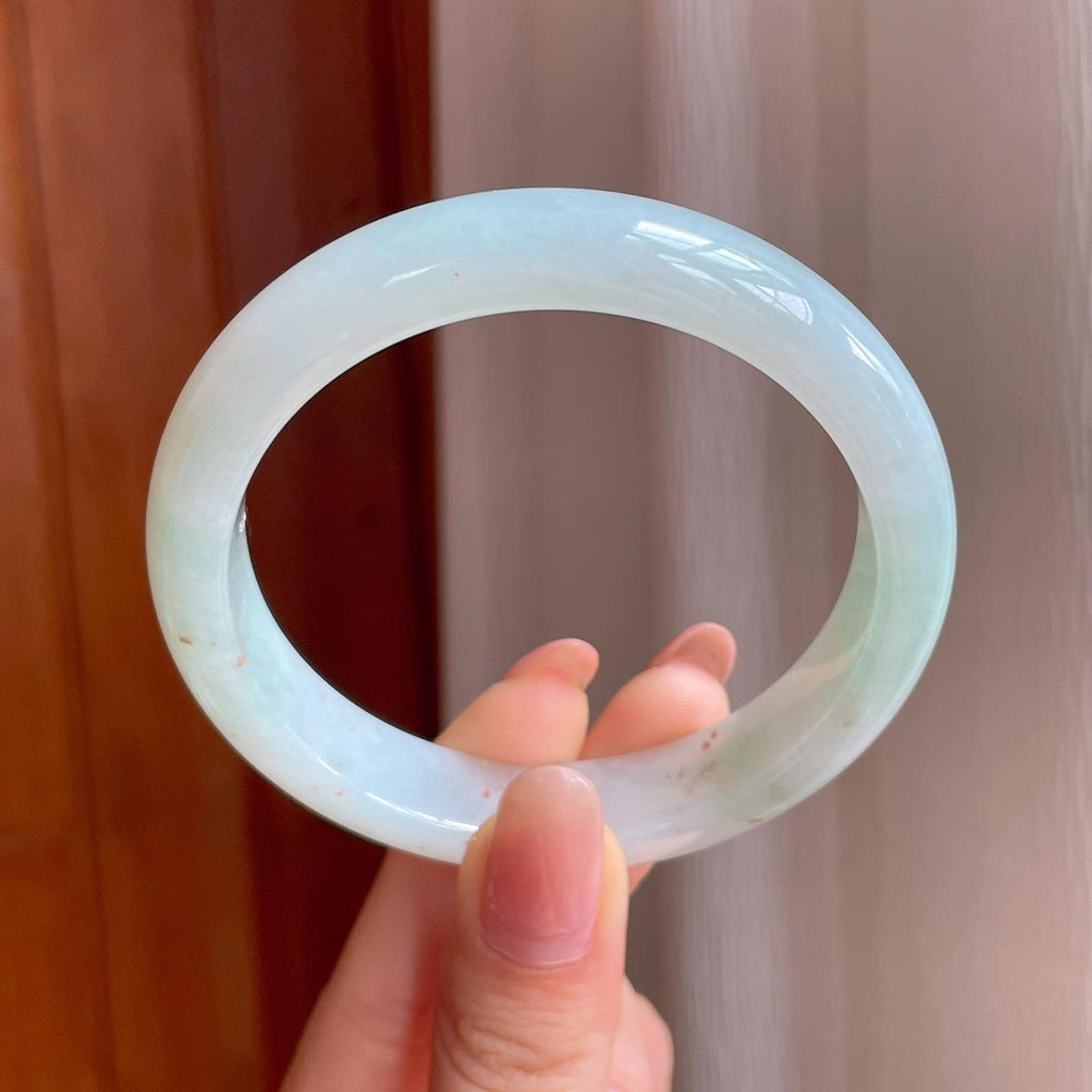 糯冰洒金带色翡翠平安镯（56.7mm)（yc350506）