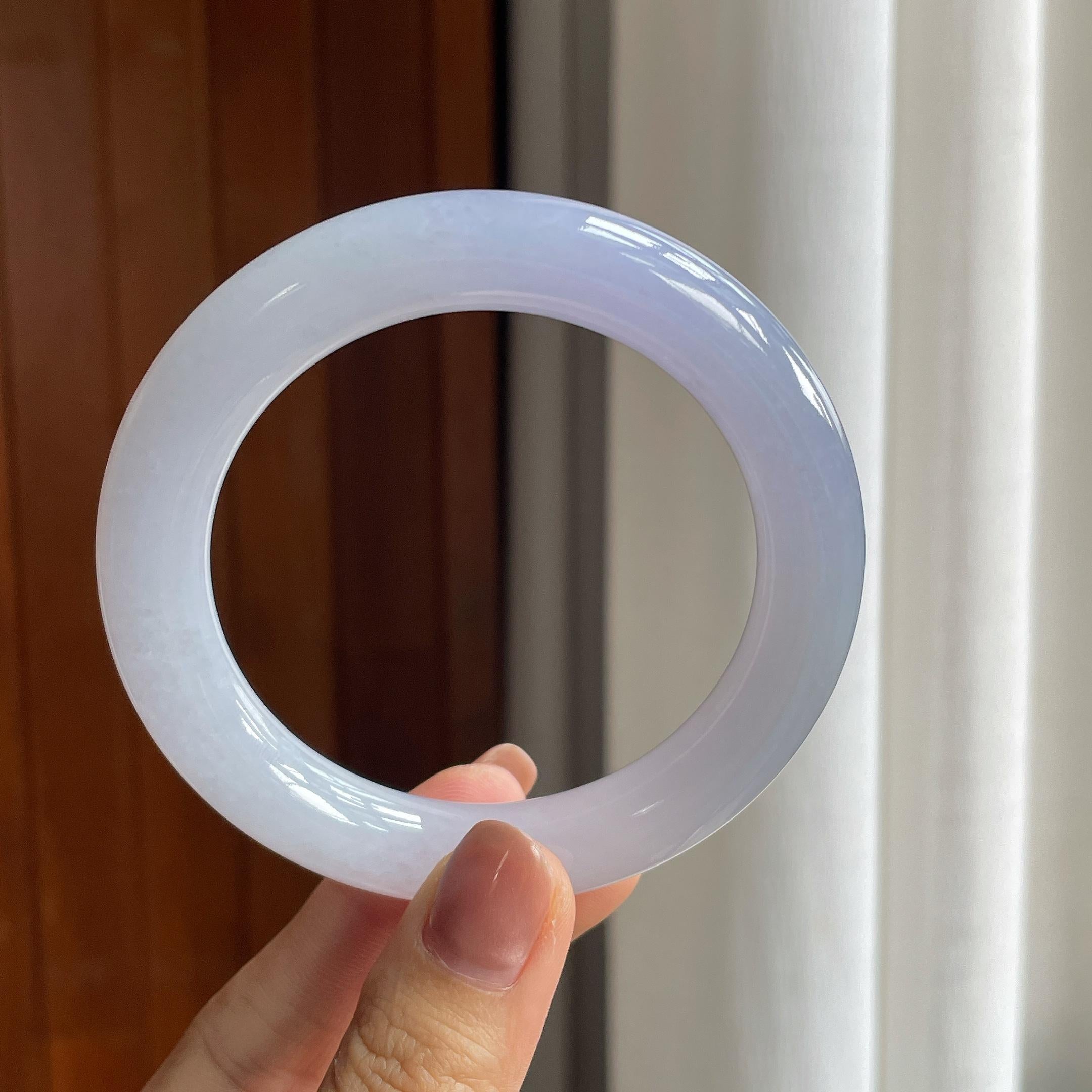 细糯冰紫罗兰翡翠圆条手镯（58mm）（yc286488）