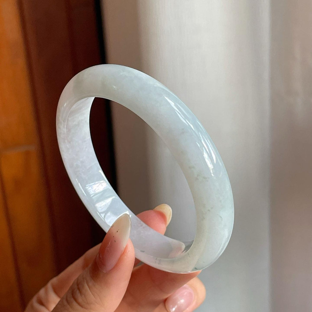 糯冰种飘花翡翠平安镯（56.2mm）（yc216826）