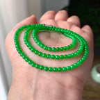 糯冰种阳绿小米珠链（161颗） 天然缅甸A货翡翠（yc355302）