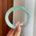 糯冰半山水翡翠平安镯（59mm）（yc282547）