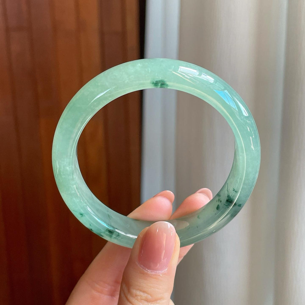 冰种飘花翡翠平安镯（55.4mm)（yc329479）