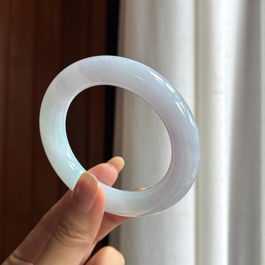糯冰淡春彩翡翠圆条手镯（54mm）（yc420194）