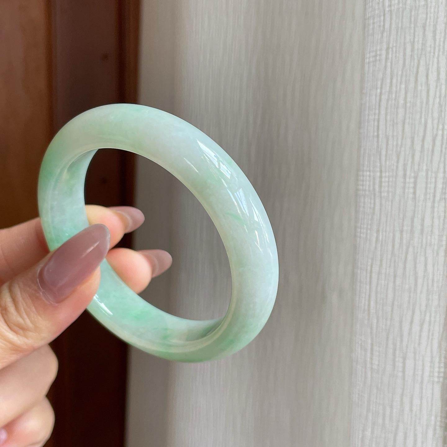 糯冰飘花翡翠平安镯（51mm）（yc295011）