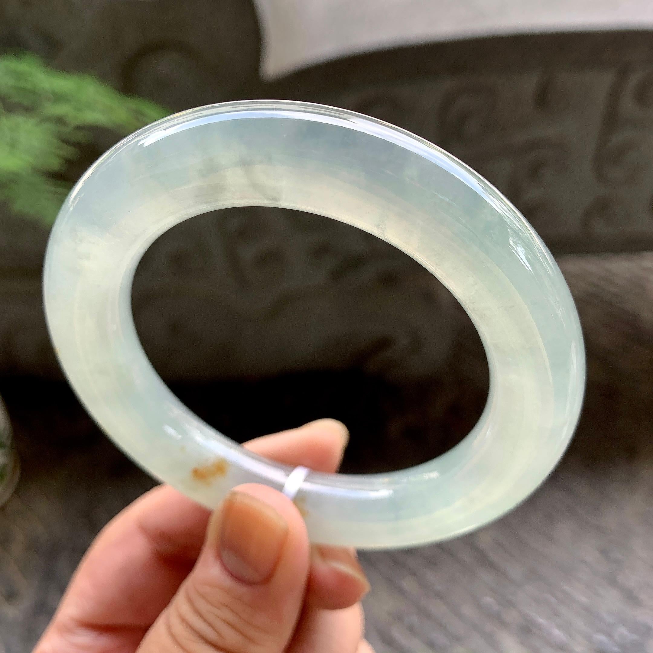 糯冰种飘红翡圆条手镯（57mm）（yc195348）
