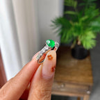 18k金钻镶冰种满绿蛋面戒指（yc257224）