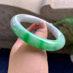 细糯种飘绿圆条手镯（56.8mm）（yc223253）