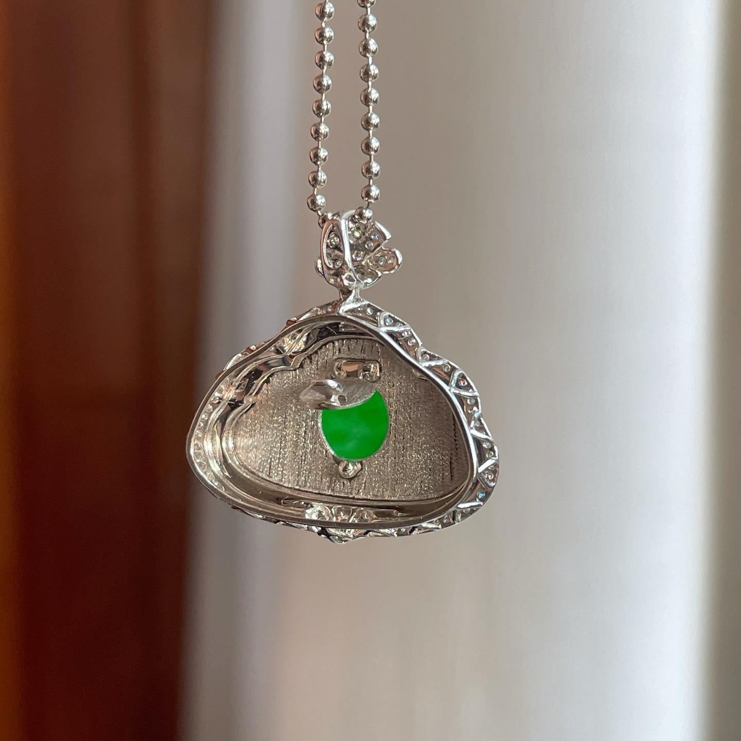 18k金钻镶糯冰满绿翡翠佛公（yc257843）