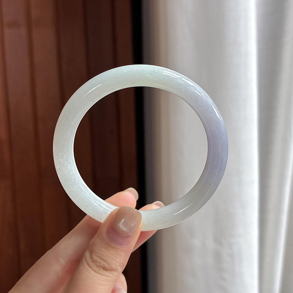 细糯种淡紫罗兰圆条手镯 57圈 天然缅甸A货翡翠（yc483609）