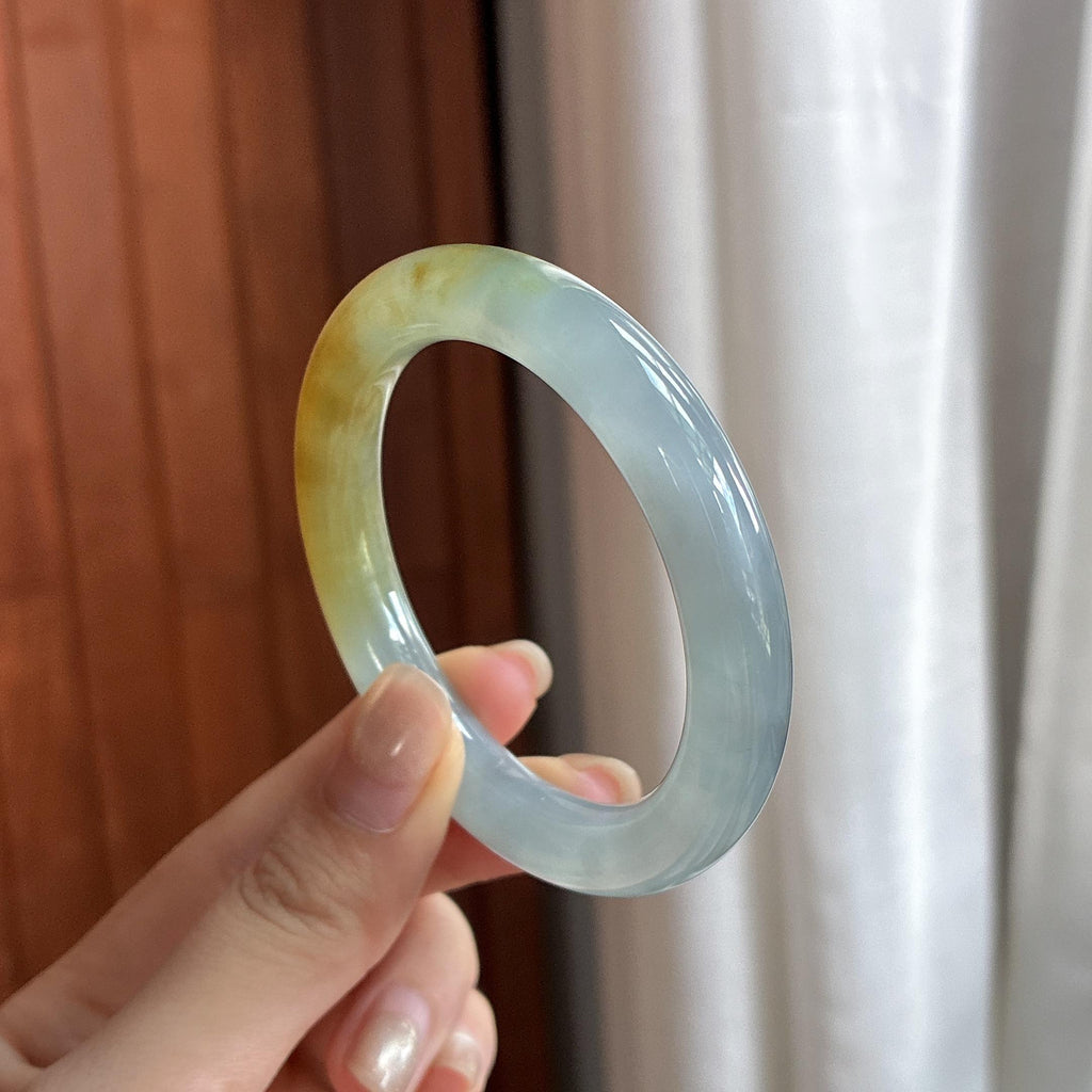 冰种黄翡圆条手镯 50圈 天然缅甸A货翡翠（yc485456）