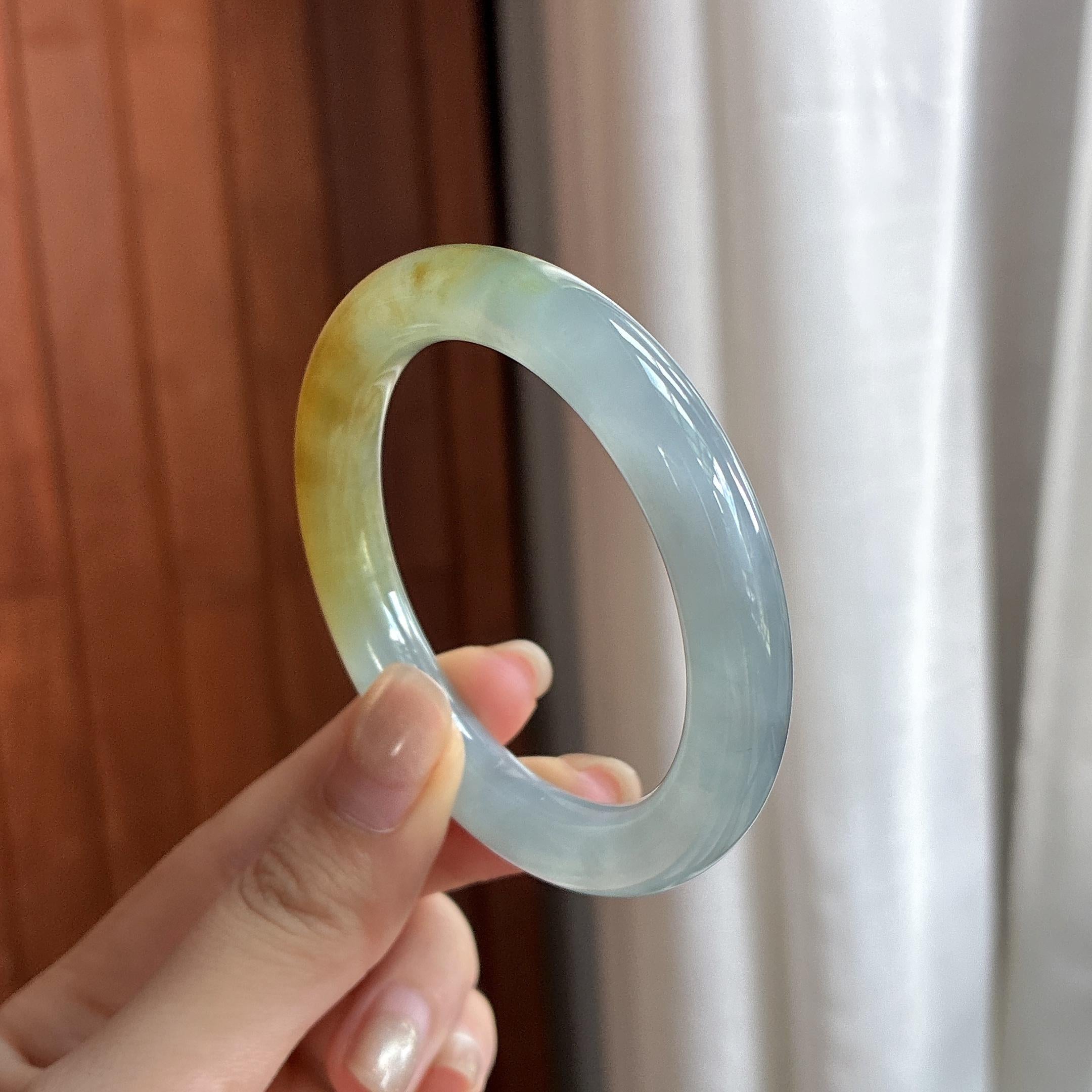 冰种黄翡圆条手镯 50圈 天然缅甸A货翡翠（yc485456）