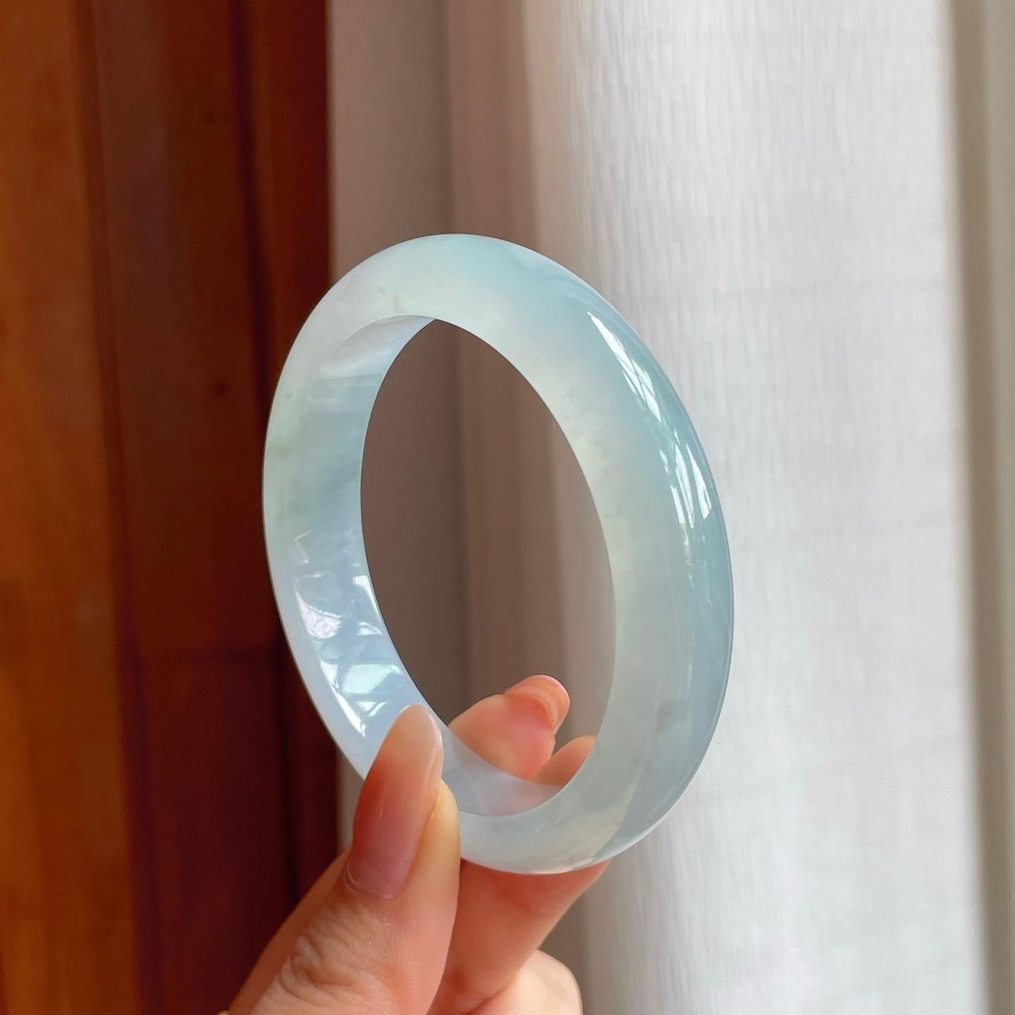 冰种晴底翡翠平安镯（56.6mm)（yc360252）