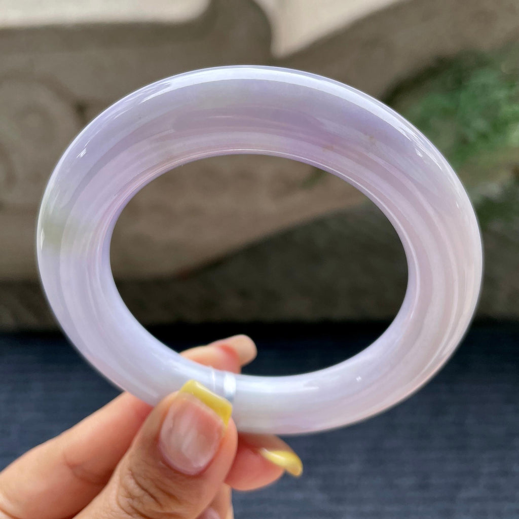 胖圆条    细糯种淡紫罗兰圆条手镯54.2圈         天然缅甸A货翡翠（yc376052）