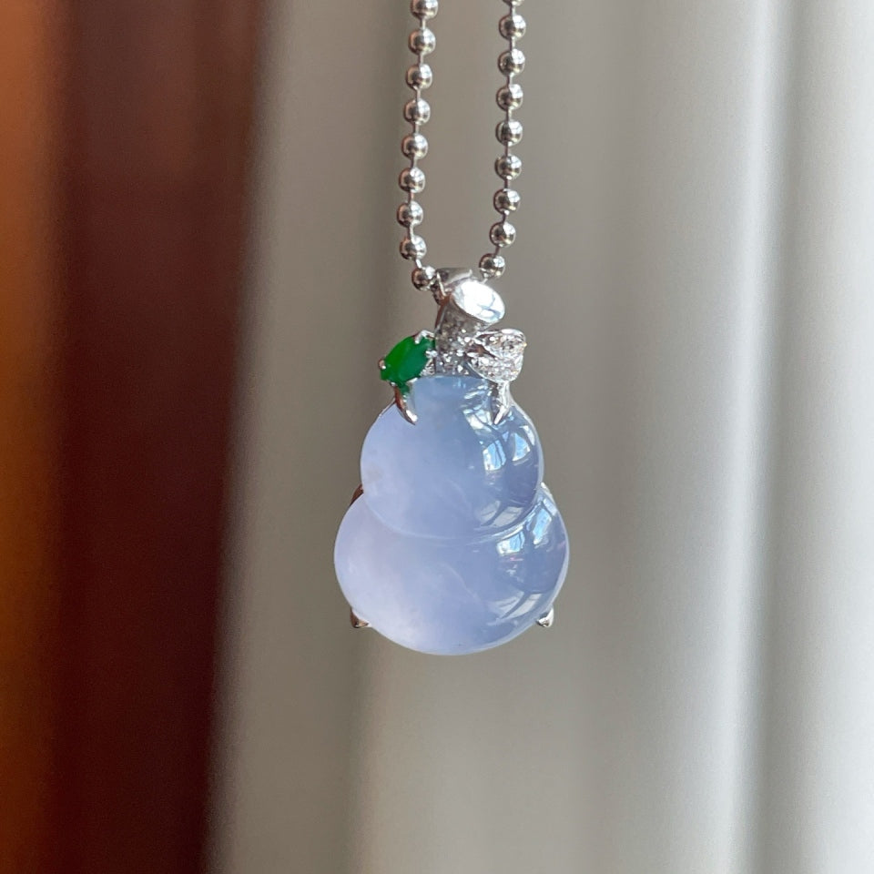 18k金钻镶冰种紫罗兰翡翠葫芦挂件（yc174958）