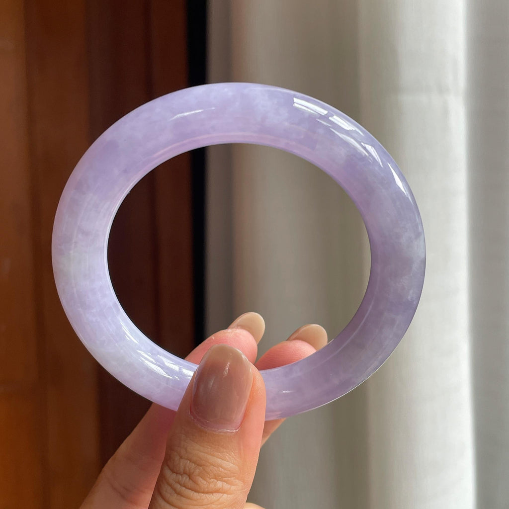 糯冰紫罗兰翡翠圆条手镯（54.6mm）（yc419568）
