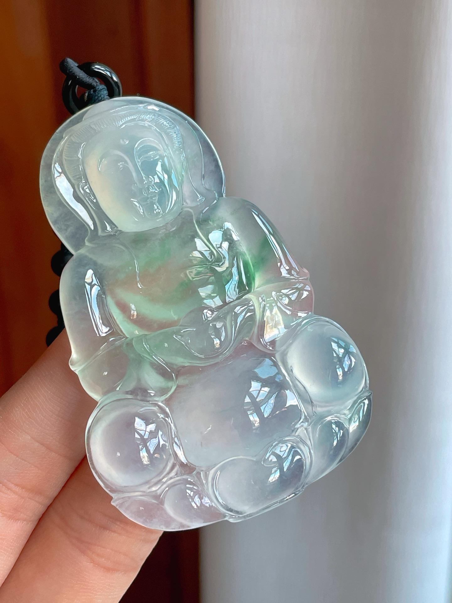 冰种飘绿花翡翠观音（yc257268）