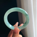 糯冰种飘水墨花翡翠平安镯（57.8mm)（yc348587）