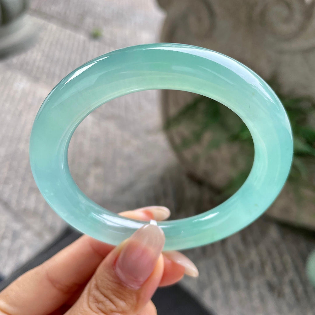 冰种晴水圆条手镯56.2圈     天然缅甸A货翡翠（yc351389）
