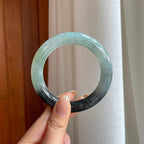 糯冰带色乌鸡翡翠圆条手镯（57mm)（yc373892）