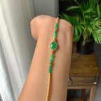 18k金糯冰种满绿蛋面手链（yc233835）