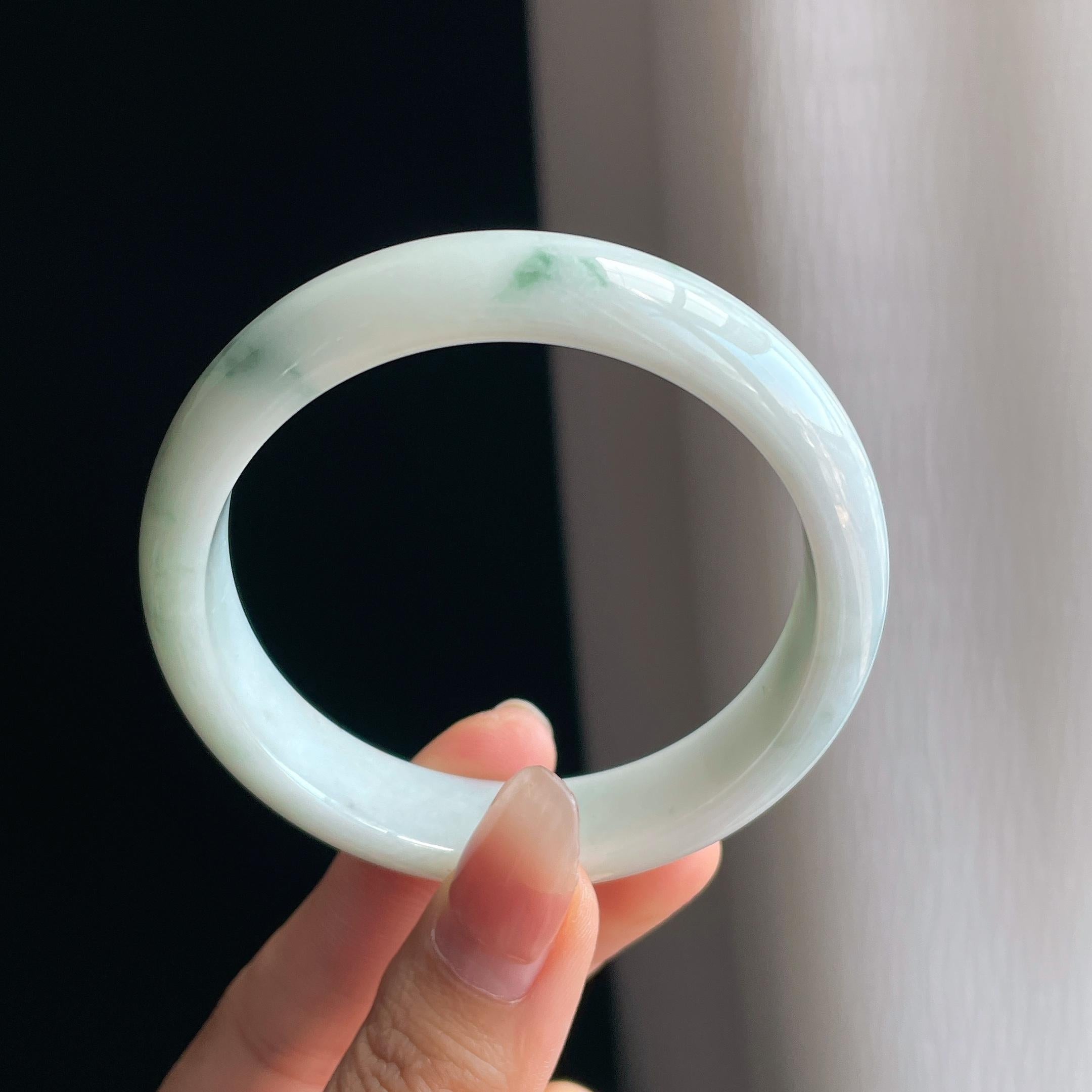 糯冰飘花翡翠平安镯（57mm)（yc334673）