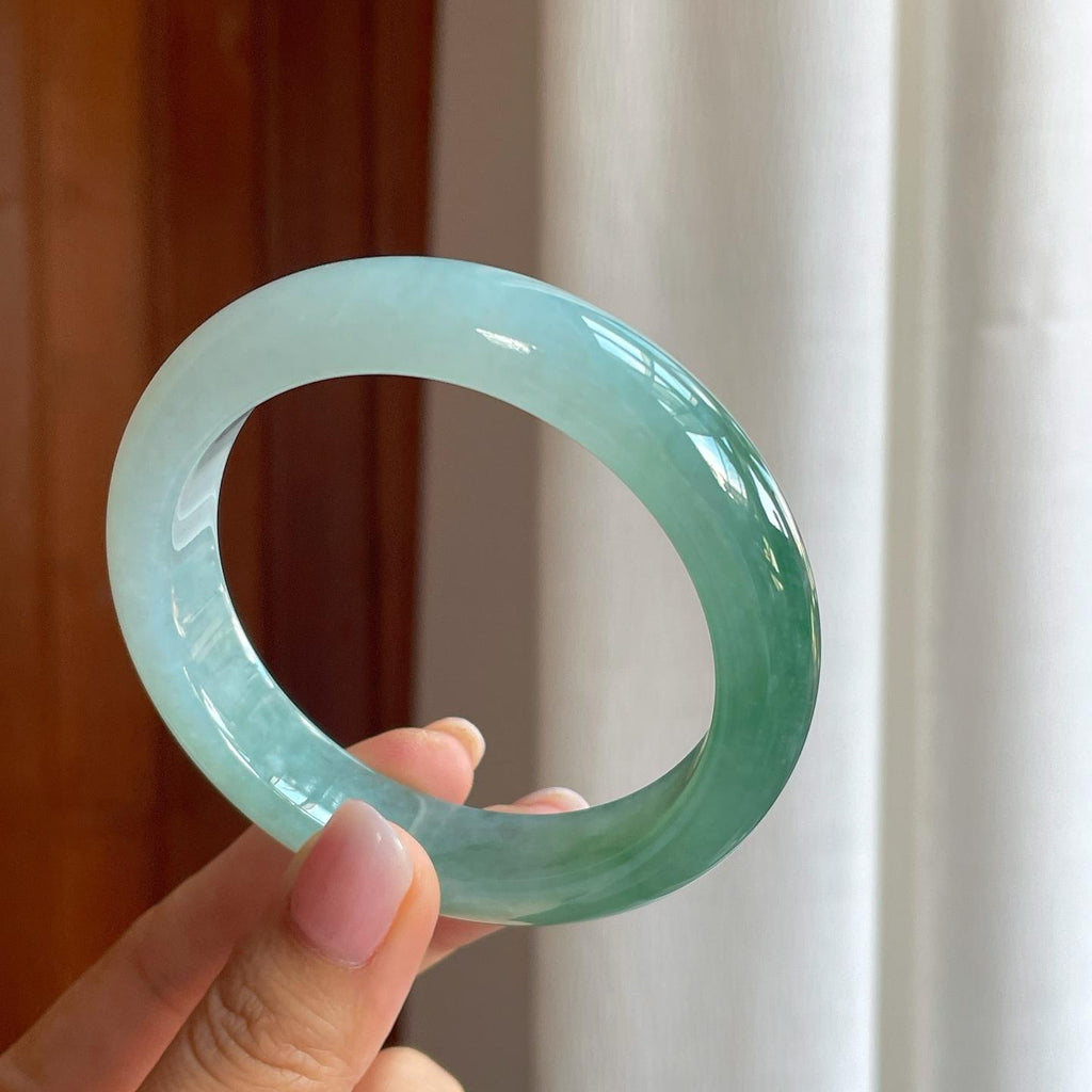 糯冰半山半水翡翠平安镯（59mm)（yc380050）