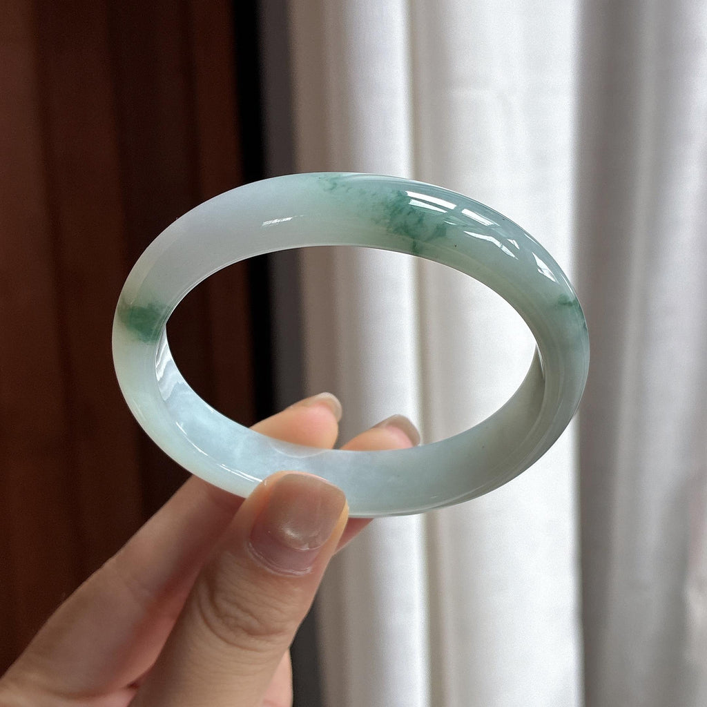 糯冰飘花贵妃镯 56圈 天然缅甸A货翡翠（yc481703）