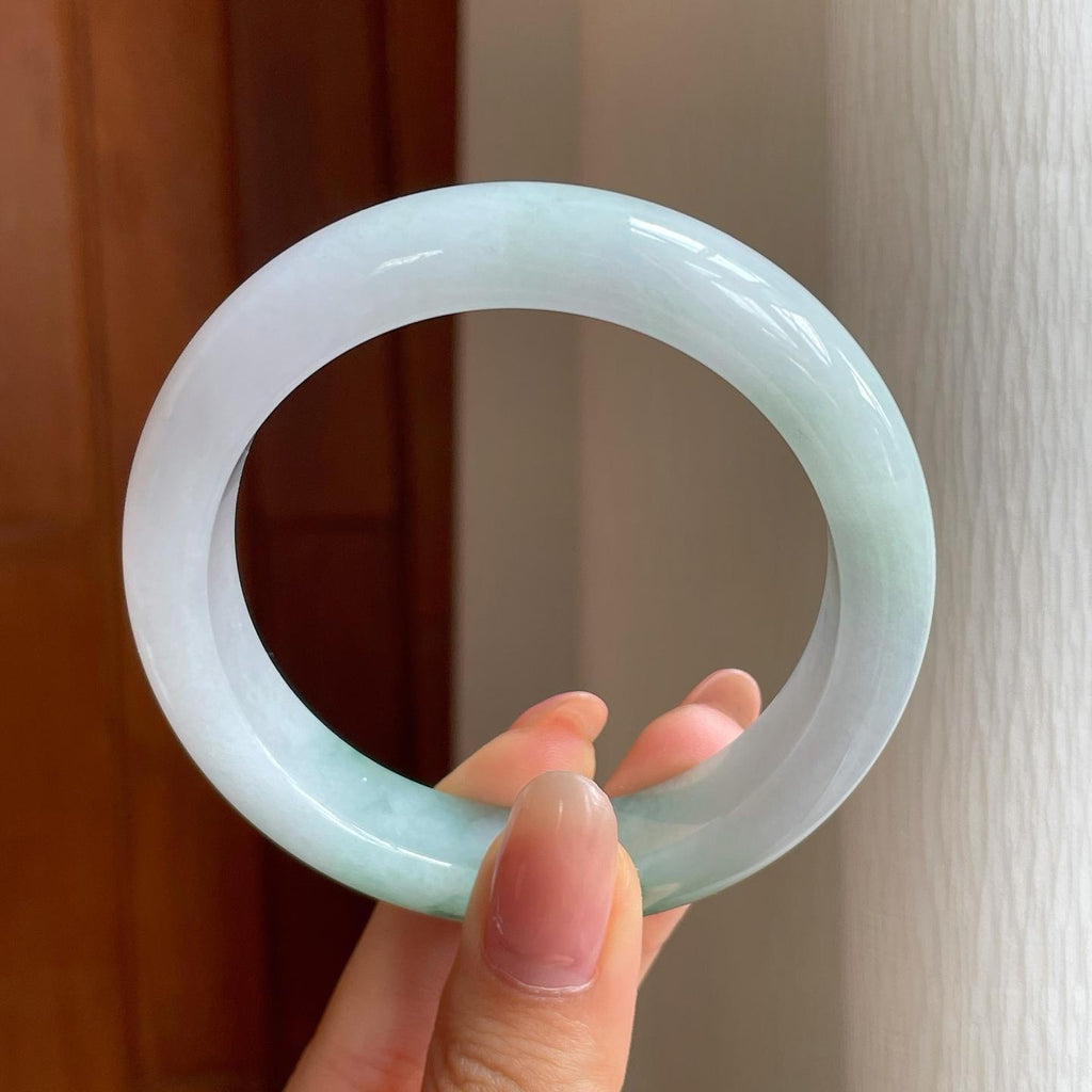 冰种飘花翡翠平安镯（55.7mm)（yc373976）