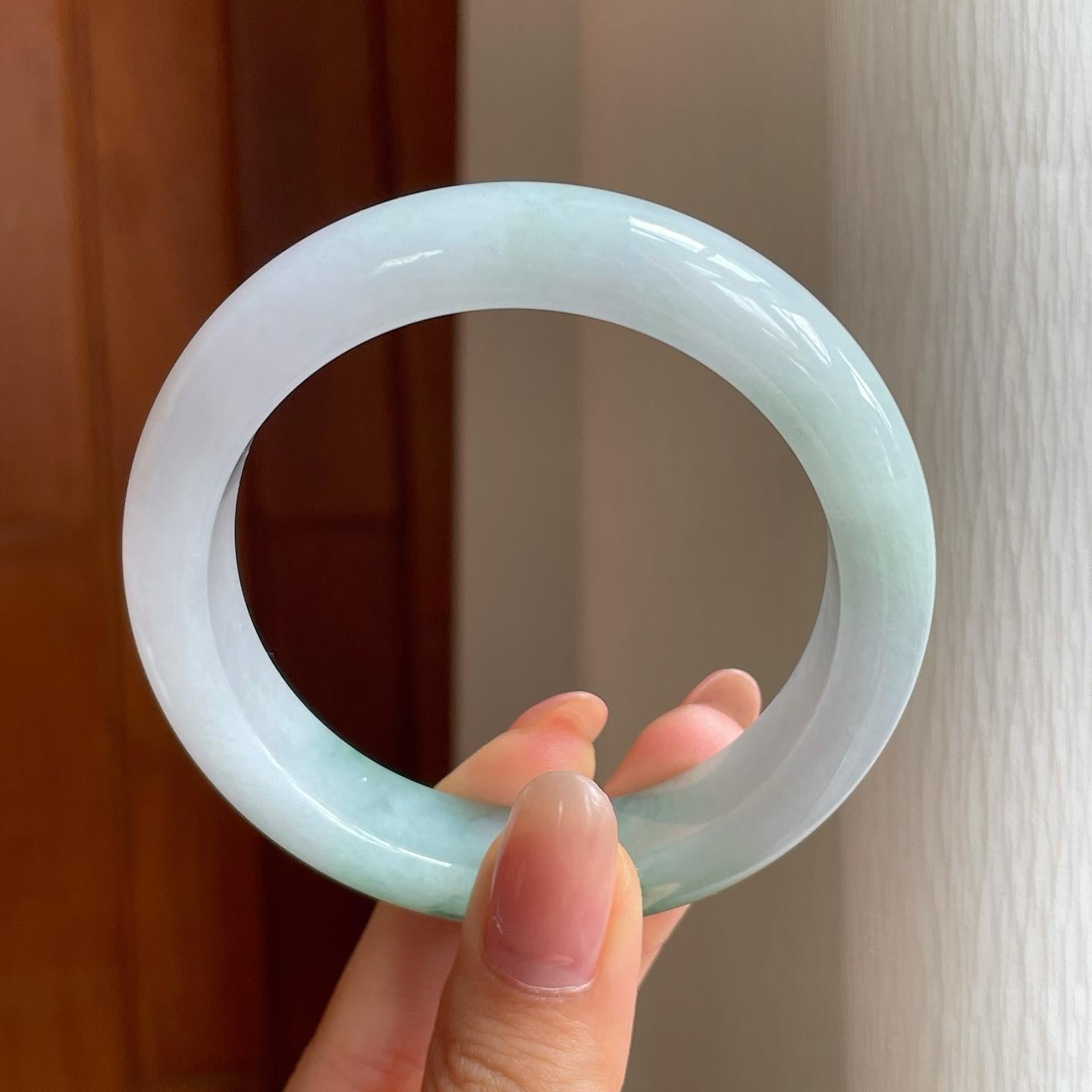 冰种飘花翡翠平安镯（55.7mm)（yc373976）
