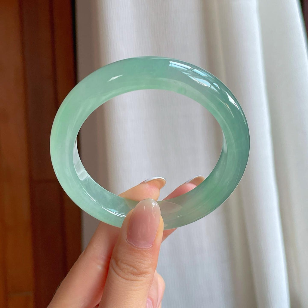 冰种晴底翡翠平安镯（56.5mm)（yc380009）