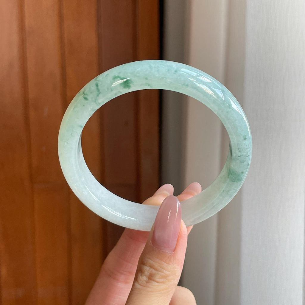糯冰飘花翡翠平安镯（59.7mm）（yc291895）