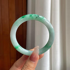 糯冰带色翡翠圆条手镯（56.5mm）（yc303130）