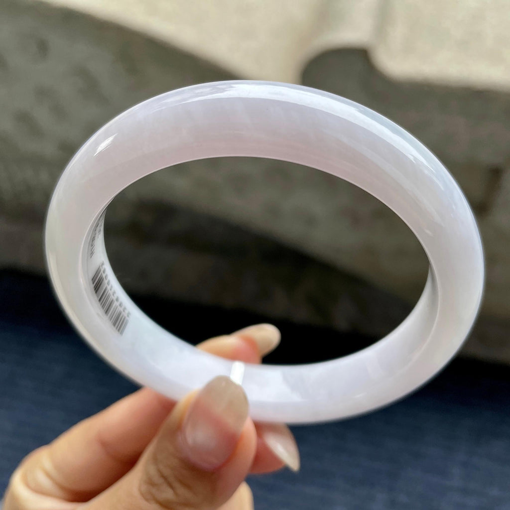 大圈口  糯种淡紫罗兰正圈平安镯60圈   天然缅甸A货翡翠（yc346961）