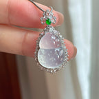 18k金镶冰玻种雪花棉翡翠葫芦（yc428128）