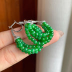 18k金镶糯冰满绿小米珠翡翠耳饰（yc246172）