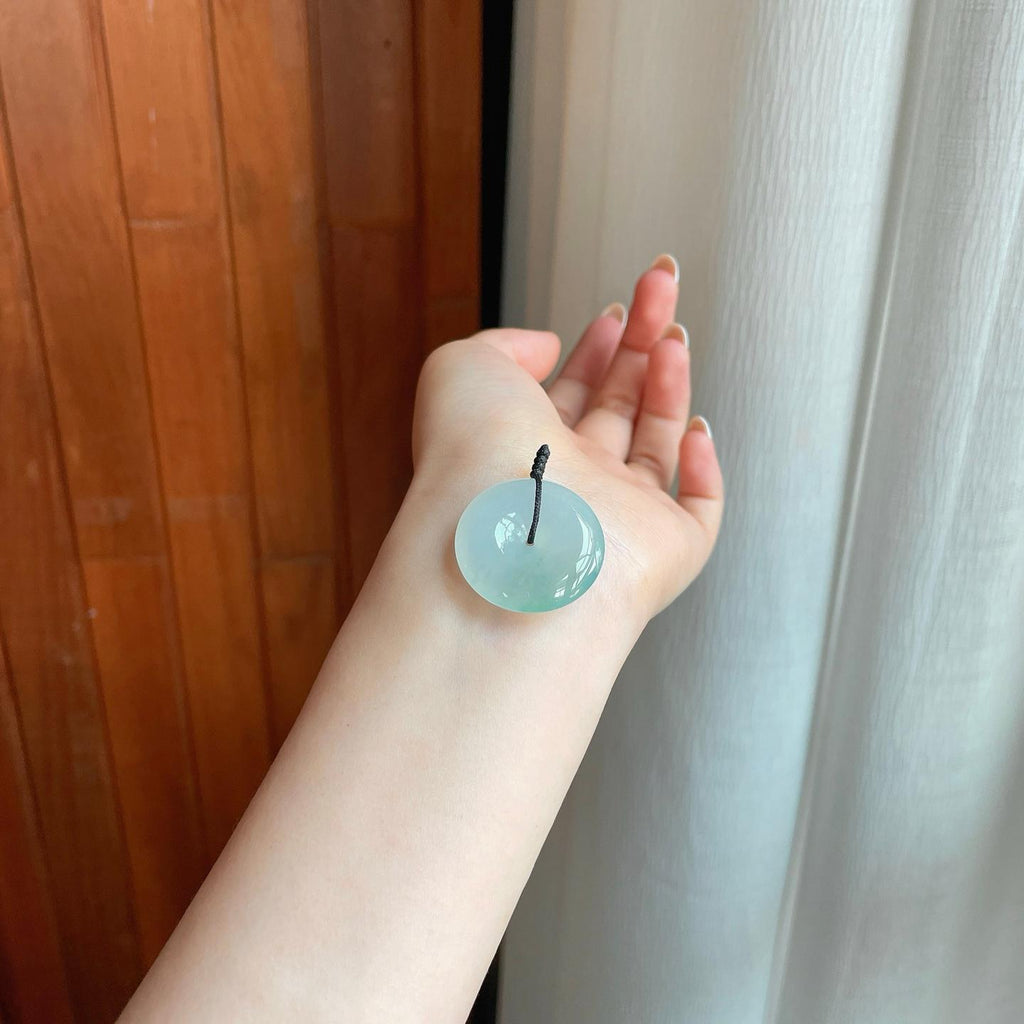 糯冰飘花翡翠平安扣（yc369289）