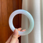 糯冰淡春彩翡翠圆条手镯（59mm）（yc376709）