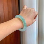 冰种湖水绿翡翠圆条手镯（55.5mm）（yc267500）