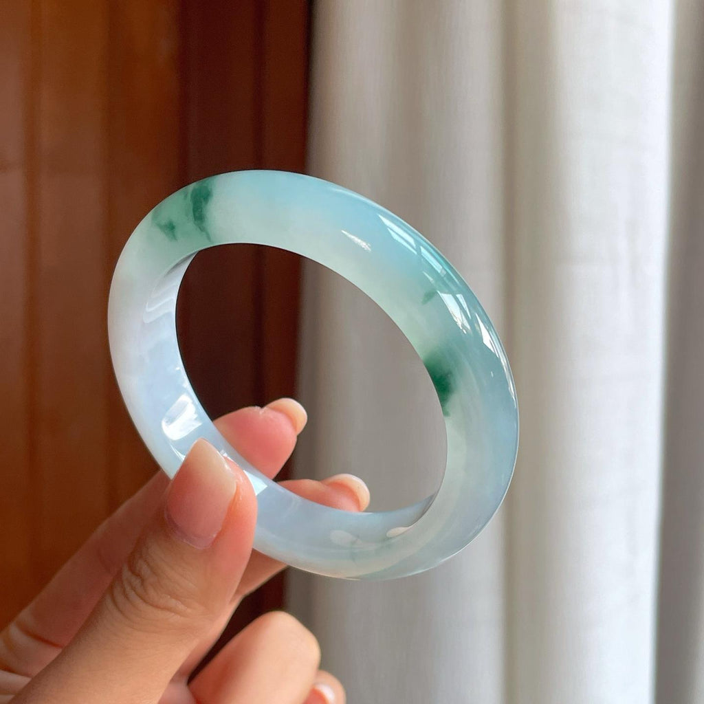 糯冰飘花翡翠平安镯（56mm）（yc400163）