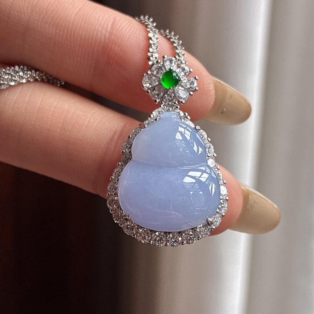 S925银镶细糯紫罗兰葫芦挂件 天然缅甸Ａ货翡翠（yc499229）
