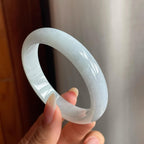 糯冰种淡底色翡翠平安镯（54mm）（yc217401）