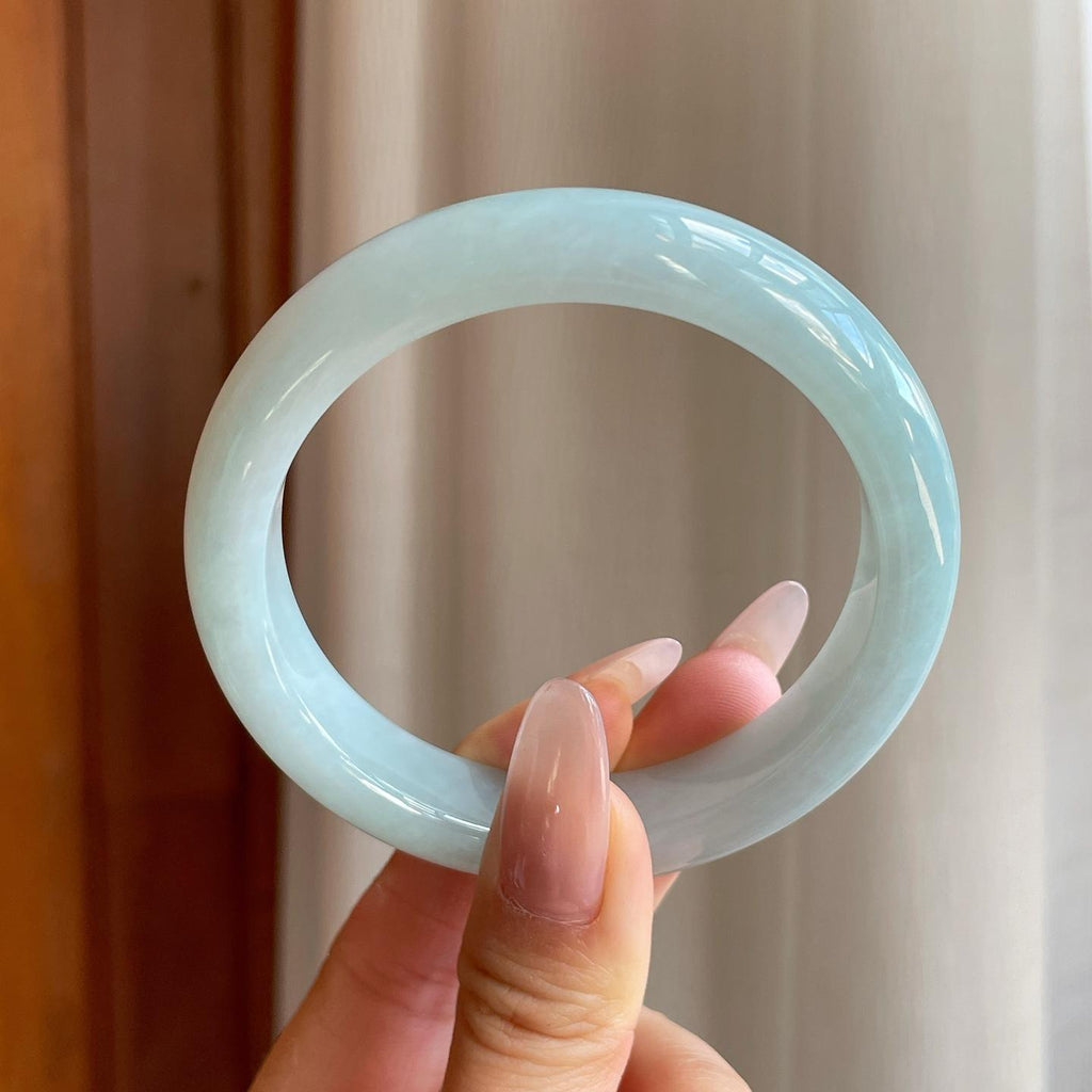 细糯冰淡底色翡翠平安镯（58mm）（yc278070）