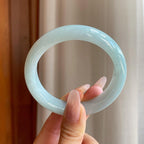 细糯冰淡底色翡翠平安镯（58mm）（yc278070）