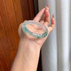 冰玻种飘花翡翠平安镯（52mm）（yc201977）