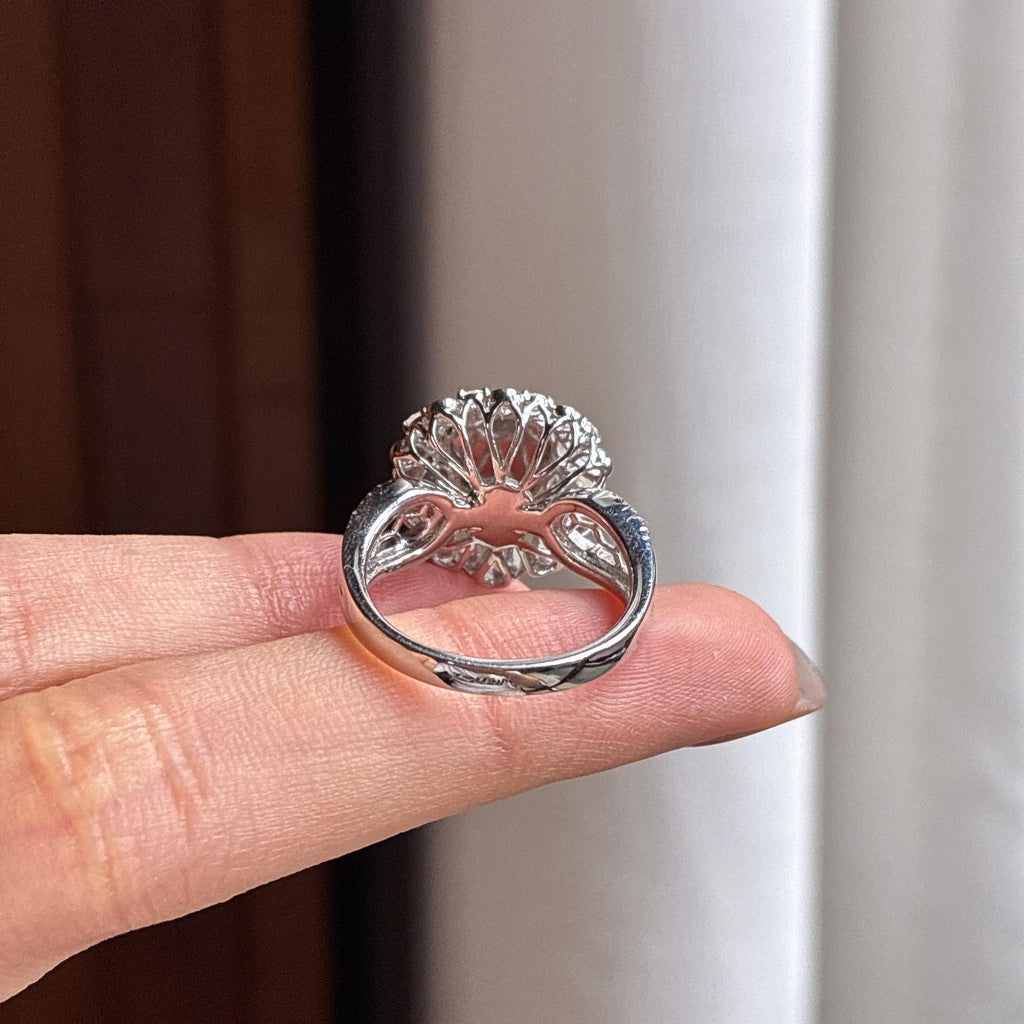 Nhẫn Ngọc Phỉ Thúy Thiên Nhiên Miến Điện Loại A 18k vàng đính đá băng chủng xanh lục đầy đặn (yc450391)