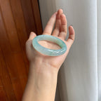 冰种飘花翡翠平安镯（52.5mm）（yc277382）