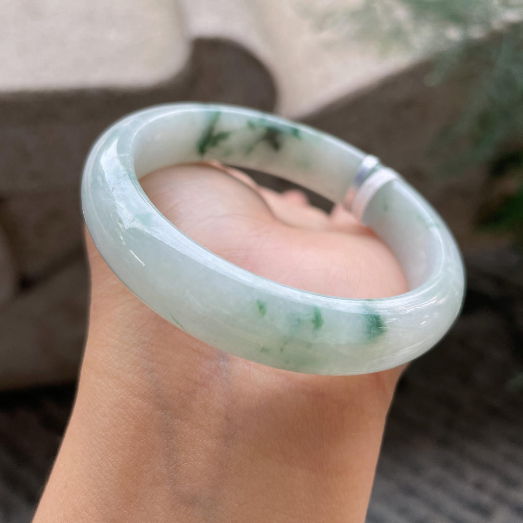 细糯种飘花正圈平安镯55.2圈     天然缅甸A货翡翠（yc366498）
